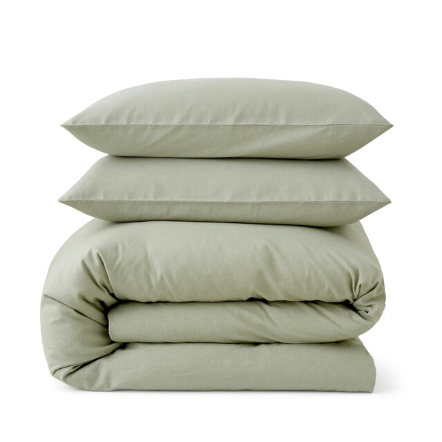 Touch Of Linen - Pistachio Green- Duvet Cover Set (Includes 2 Pillowcases - 1 For Single) Green Pistachio Green Double