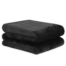 OHS Ultra Soft Blanket Warm Flannel Fleece, 125x150cm - Black