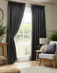 Adison Lined Pencil Pleat Taped Curtains - 229cm x 274cm - Charcoal