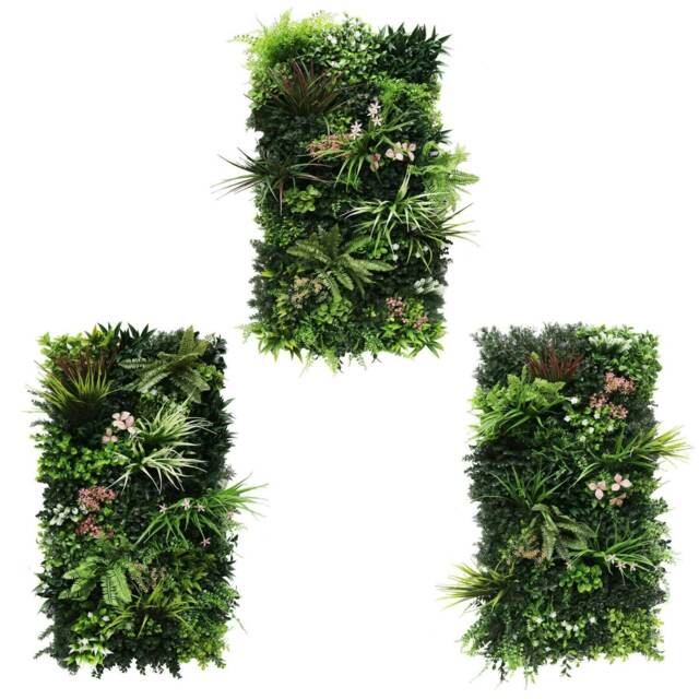 True Products Combo Set of 3 Premium Artificial Living Wall Green Plant Panel 1m x 50cm Florence A B C