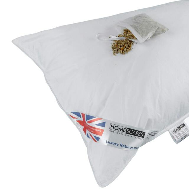 "Homescapes Super Microfibre Camomile Pillow with Dried Camomile Insert White 48cm x 74cm (19"" x 29"")"