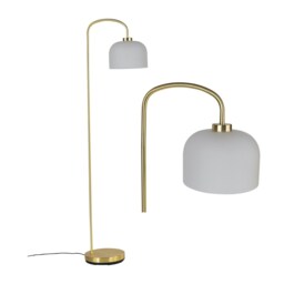 Victoria - Satin Brass Floor Lamp with Frosted Glass Shade Bronze White Small 1