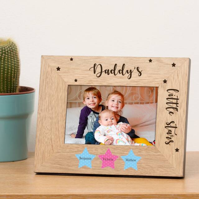 Personalised Little Star(s) Wood Picture Frame 6x4 Fathers Day Dad