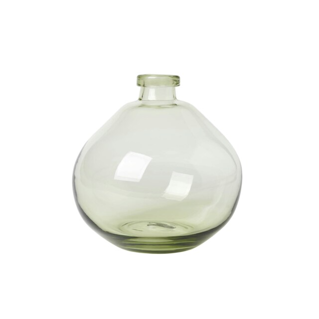BHS Round Glass Vase, Green