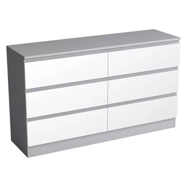 Minimalist Chest of 6 Drawers - 68.6x120x35cm Grey Grey & White 1