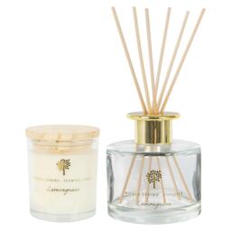 Nicola Spring Lemongrass Scented Candle & Diffuser Set - 130g Natural Soy Wax Candle & Home Air Freshener Set