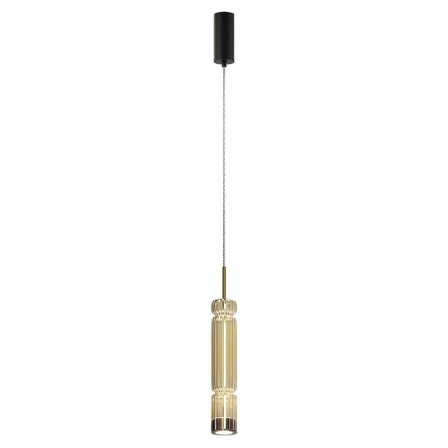 Ordo Modern Slim Pendant Ceiling Light Black 3000K 920lm Cognac Shade