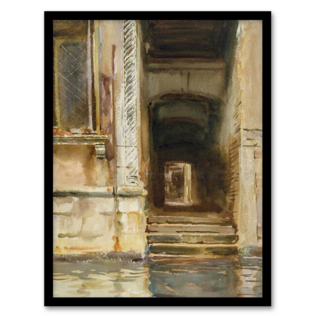 "Venetian Passageway Watercolour Sargent Framed Wall Art Print 12X16"""