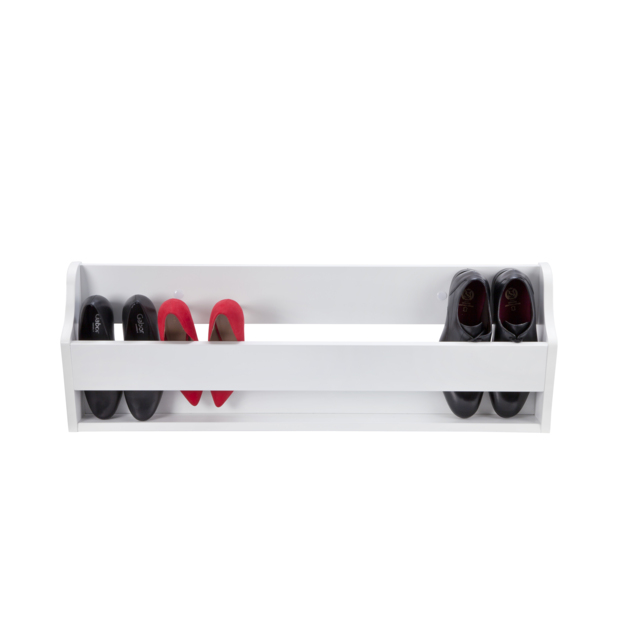 Richmond Wall-Mounted Shoe Rack, White Wooden Storage Organiser White 1