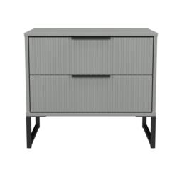 Menai 2 Drawer Wide Bedside Table in Dusk Grey (Ready Assembled) Grey Dusk Grey