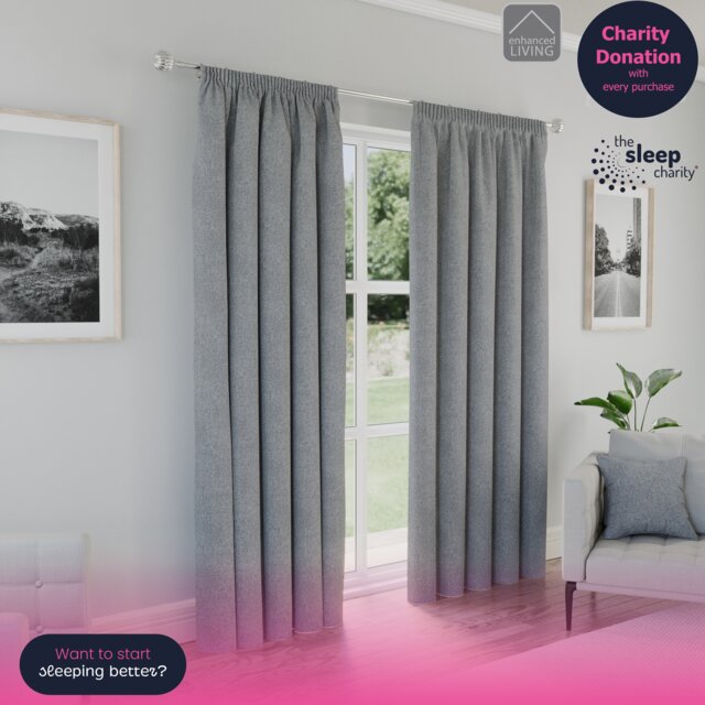 Enhanced Living Dallas Blackout Thermal Grey Curtains with 3 inch Tape Top Header (PAIR) - 90x90 inch (229x229cm) Grey Grey 2