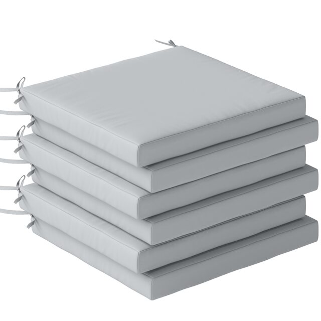 Outsunny Seat Cushions with Machine Washable Cover Grey Light Grey 46 x 42 x 7 cm