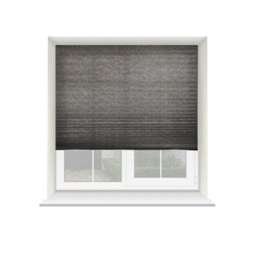 60cm Charcoal Grey Temporary Self Adhesive Dimout Pleated Window Blind 200cm Drop Grey Grey