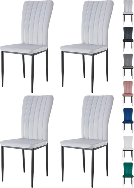 Set of 4 High back Dining Chairs Velvet FabricKitchen Dining Seating Elle By MCC