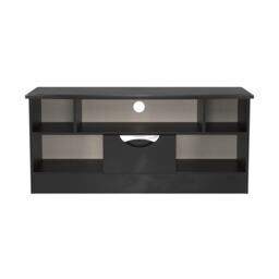 Holborn 1 Drawer TV & Media Unit in Black Gloss & Black (Ready Assembled) Black Black Gloss & Black