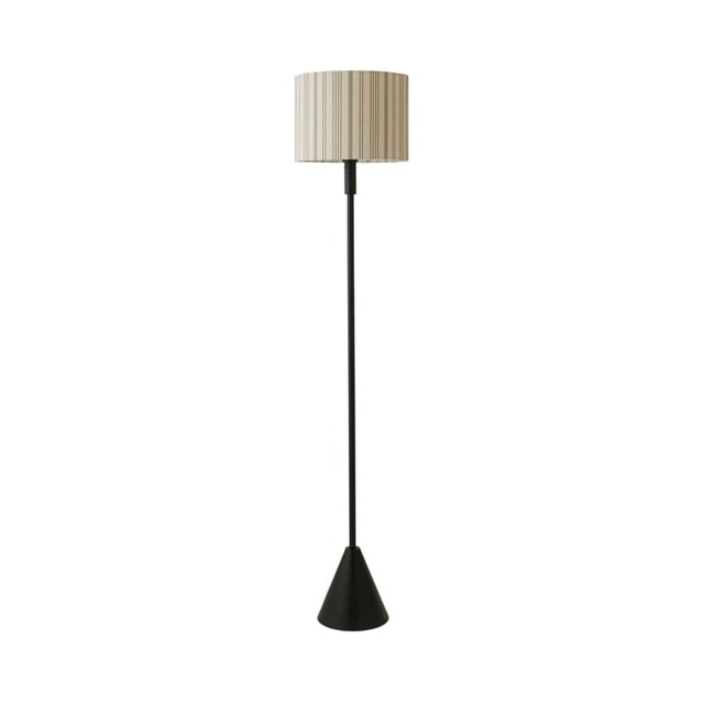 ValueLights Mitch Stripe Shade Dark Wood Floor Lamp and Bulb