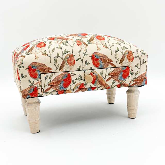 Robin Fabric Footstool with Drawer - L25 x W45 x H28 cm