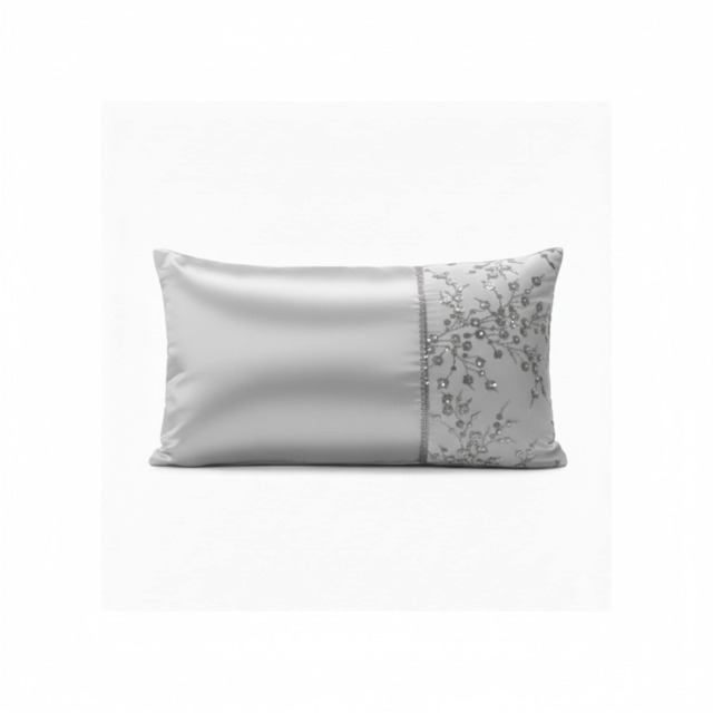 Embroidered Duvet Cover Set Luxury Bedding with Matching Accessories Silver One Size