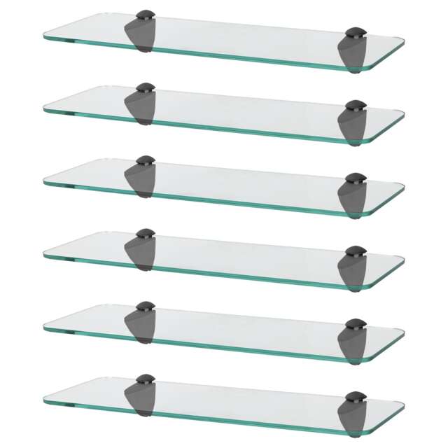 Harbour Housewares Rounded Floating Glass Shelf - 40cm - Metallic Brackets - Bathroom Shower Storage Vanity Display Unit Shelf Black Black 6