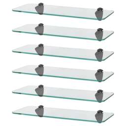 Harbour Housewares Rounded Floating Glass Shelf - 40cm - Metallic Brackets - Bathroom Shower Storage Vanity Display Unit Shelf Black Black 6