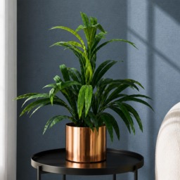 Artificial Plant Bamboo Copper Metal Planter 65cm Realistic Leaf Design Botanik Green 2ft