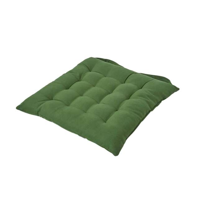 Homescapes Seat Pad Luxury Cotton Indoor Outdoor Garden Dining Cushion Olive Green 40 x 40 cm 1