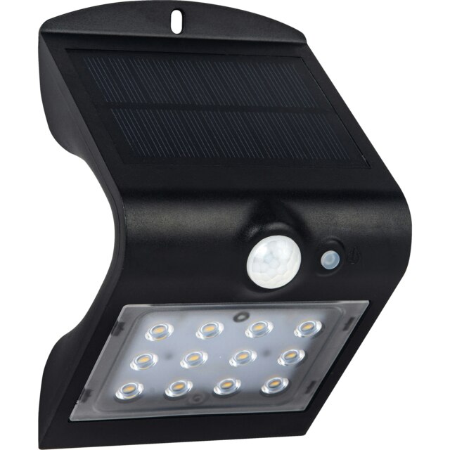 Luceco Solar Guardian PIR Wall Light, IP65, 1.5W, 220lm, 4000K, Black