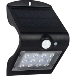 Luceco Solar Guardian PIR Wall Light, IP65, 1.5W, 220lm, 4000K, Black