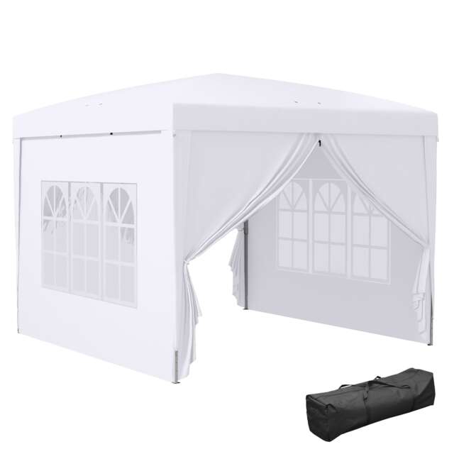 Outsunny 3x3(m) Pop Up Gazebo Canopy Marquee w/ Carry Bag, White White