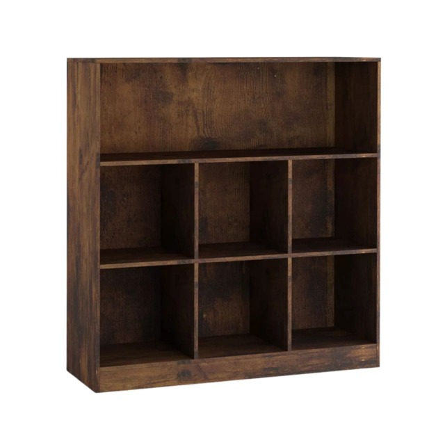 Wide 7-Cube Bookcase Brown 1