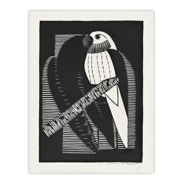 Stylised Parakeet Birds Samuel J De Mesquita Huge Wall Art Print 18X24 In