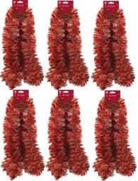 6 x 2 Metres Pack Red & Gold Chunky Christmas Tinsel