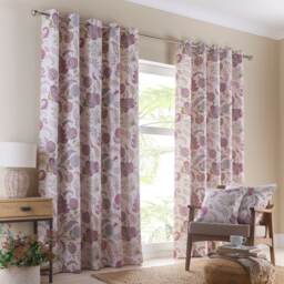 Portfolio Home Richmond Floral Lavender 66 x 54 Inches Fully Lined Eyelet Curtains Purple