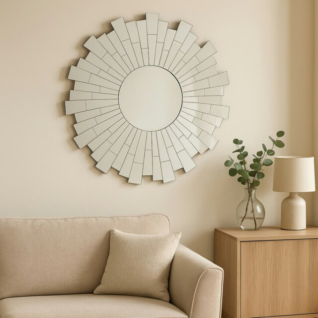 Glitzy Flared Circle Wall Mirror Silver