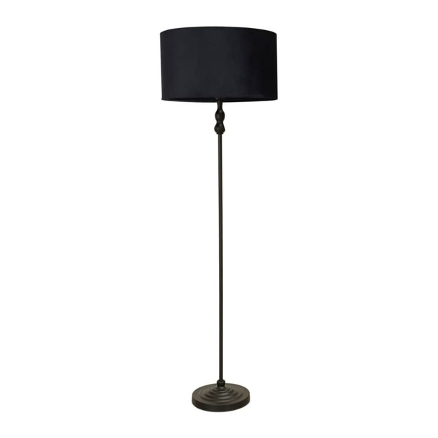 ValueLights Maggie Black Candlestick Floor Lamp Black Velvet Shade and Bulb