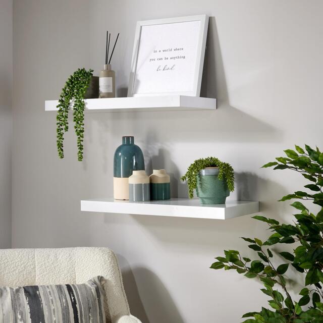 Floating Storage Shelf Wall Mounted Wooden CD DVD Book Shelves Home Living Room White