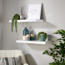 Floating Storage Shelf Wall Mounted Wooden CD DVD Book Shelves Home Living Room White