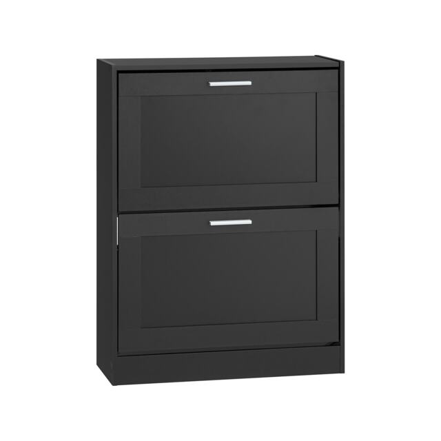 SoBuy 2 Flip-Drawer Shoe Cabinet, Black, 23.6x9.8x31.5 inches, 12.22 kg - FSR137-SCH