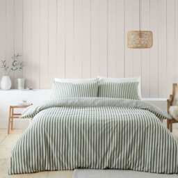 Catherine Lansfield Brushed Stripe Cotton Reversible Duvet Cover Set