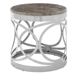 Interiors by Premier Decent Marble Side Table For Dinning Room, Elegant Decorative Bedside Table, Stylish Small Round Sidetable Silver