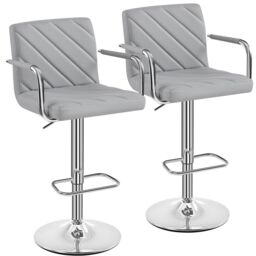 Yaheetech Set of 2 Faux Leather Swivel Bar Stools with Backrest Grey Light Grey One Size