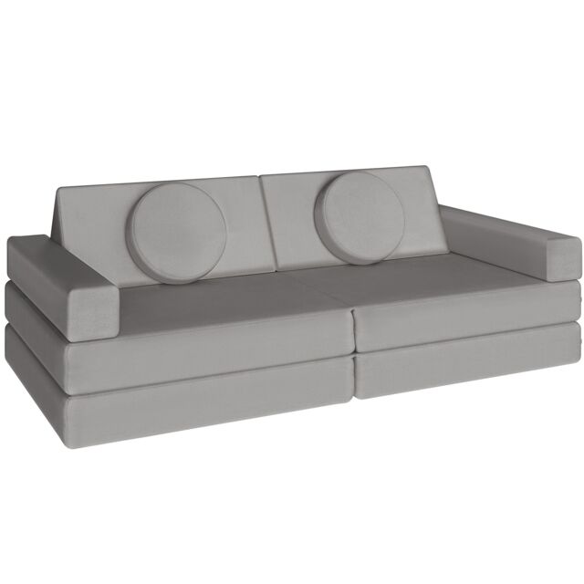Kids Sofa Lilly - 8-piece, flexible arrangement play sofa, thick padding, removable covers Grey grey Two Seater 1