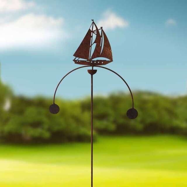 Sailing Boat Wind Rocker Double Bare Metal/Ready to Rust - Steel - W54 x H148.5 cm
