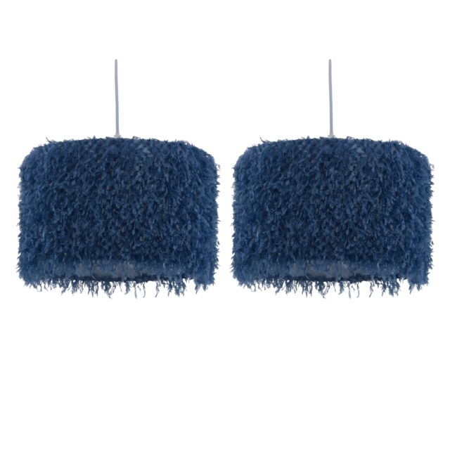 Set of 2 Rogers - Blue Shaggy 30cm Easy Fit Pendant Shades