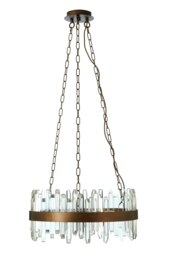 Orsina Acrylic Chandelier with Copper Band, Contemporary Acrylic and Iron Ceiling Light, Copper Round Chandelier