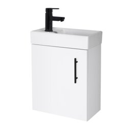 Balterley Floor Standing Vanity Basin 400mm Gloss White & Matt Black Handle