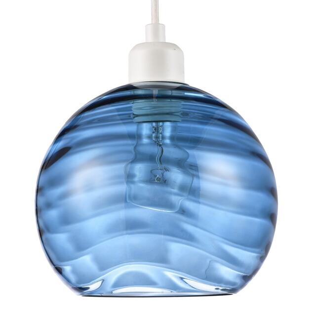 Modern Designer Midnight Blue Circular Ribbed Glass Non Electric Pendant Shade Blue Midnight Blue 1