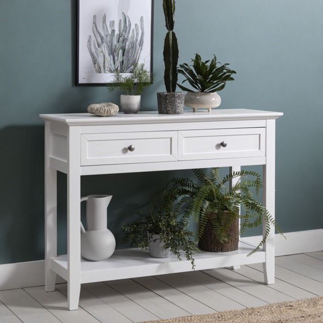 Karlstad Console Hallway Table with 2 Drawers in White