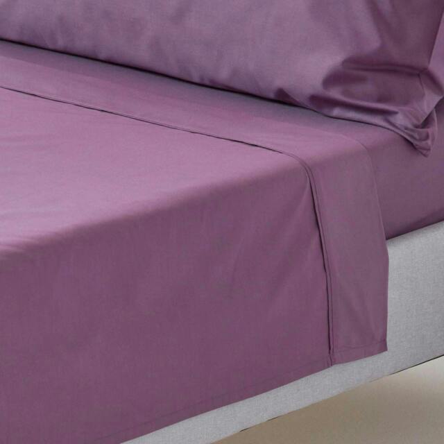 Homescapes Grape Egyptian Cotton Flat Sheet 200 Thread Count, Super King Size Purple Super King