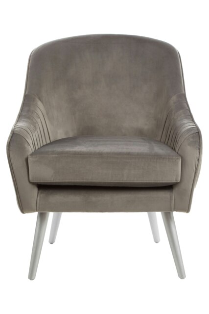 Interiors by Premier Grey Velvet Armchair with Iron Base, Easy Care Velvet Chairs, Indoor Dining with Velvet Dining Chair